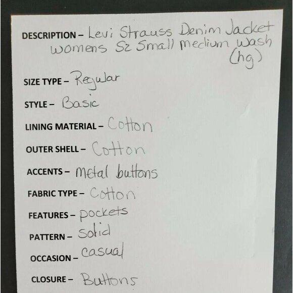 Levi Strauss Denim Jacket Women's Size Small Medium Wash - Picture 7 of 7